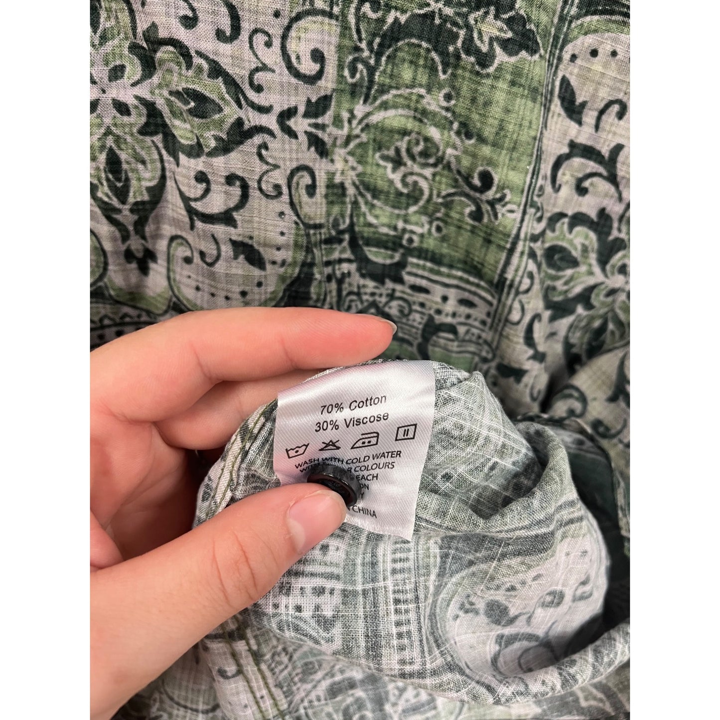 3X Atlanl Green Patterned Short Sleeve Button-Up Shirt #8719