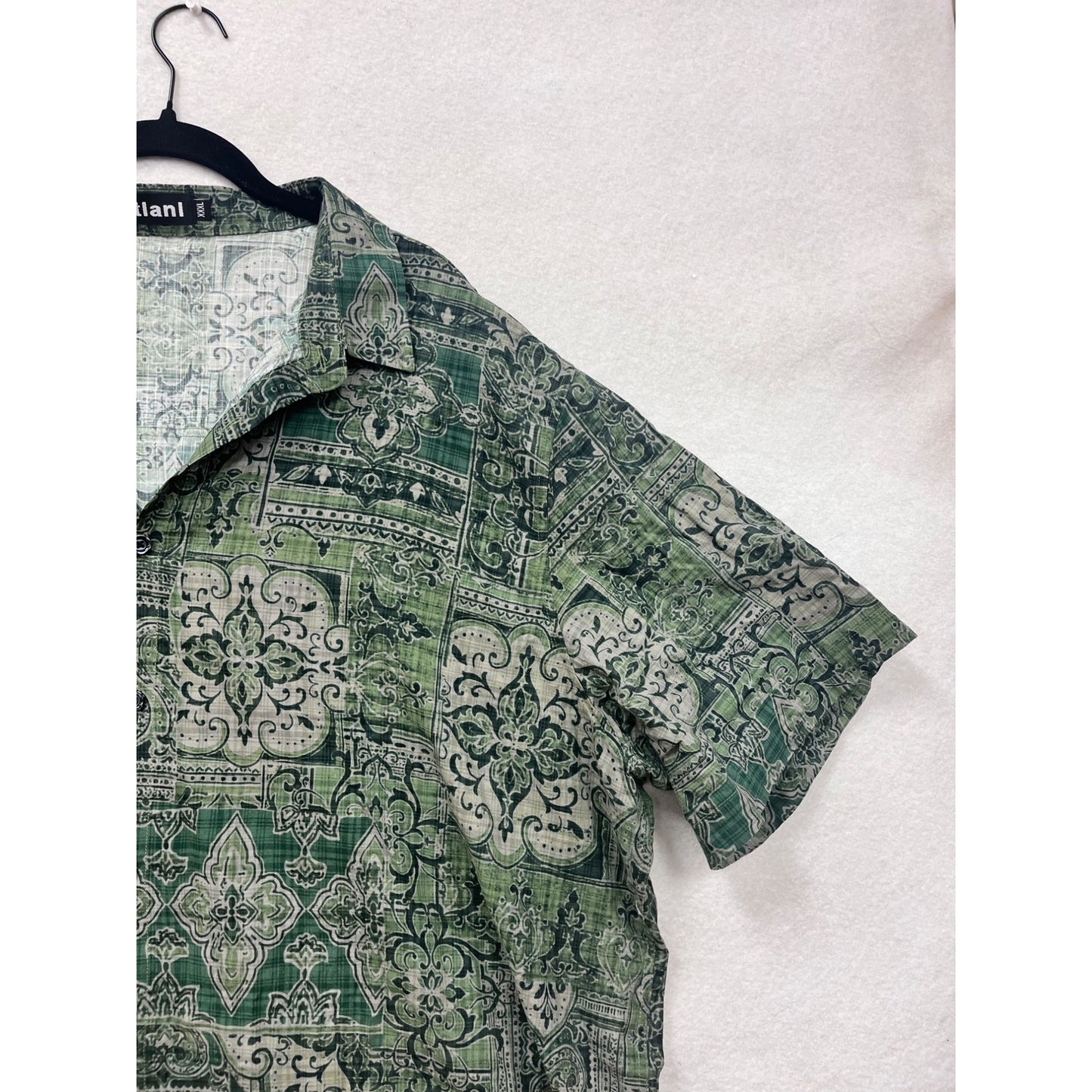 3X Atlanl Green Patterned Short Sleeve Button-Up Shirt #8719
