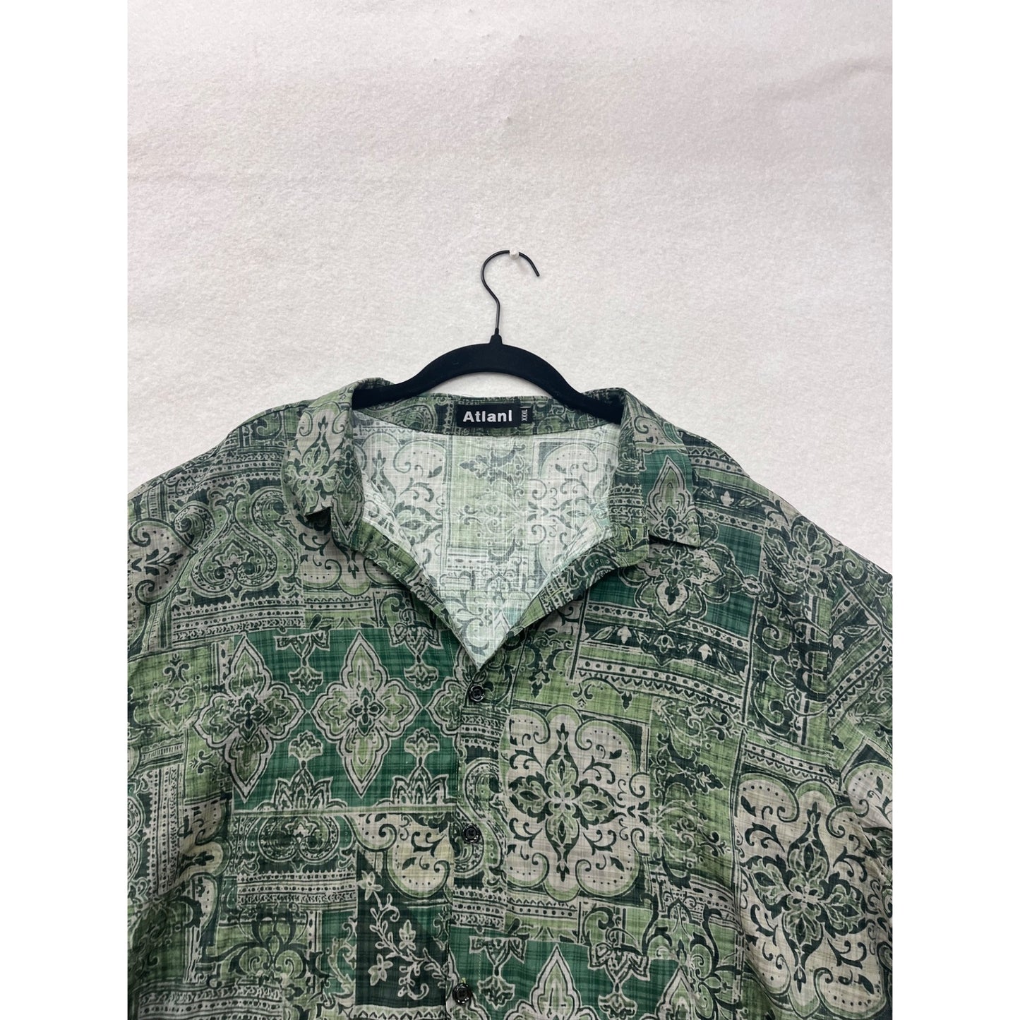 3X Atlanl Green Patterned Short Sleeve Button-Up Shirt #8719