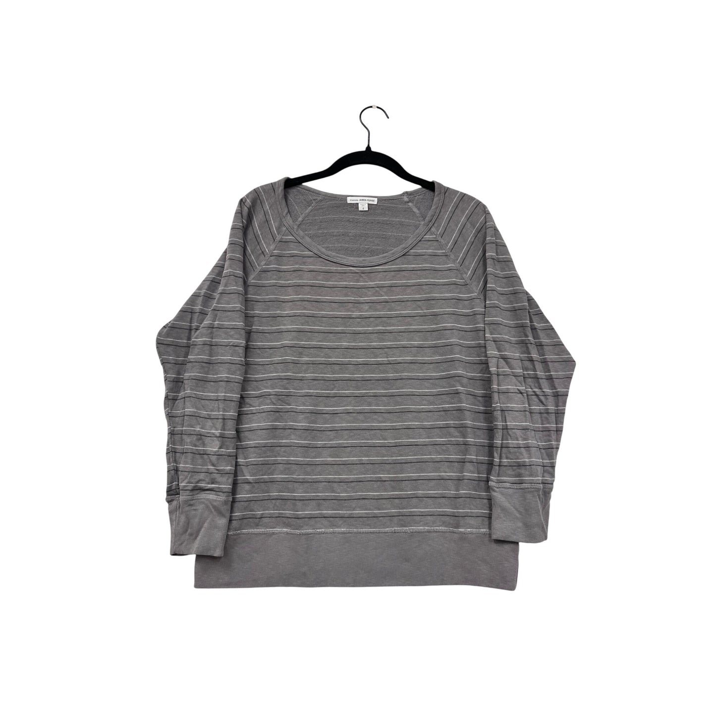 Vintage James Perse Womens Small Striped Gray Long Sleeve Lightweight Pullover Top #6748