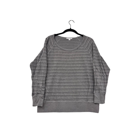 Vintage James Perse Womens Small Striped Gray Long Sleeve Lightweight Pullover Top #6748