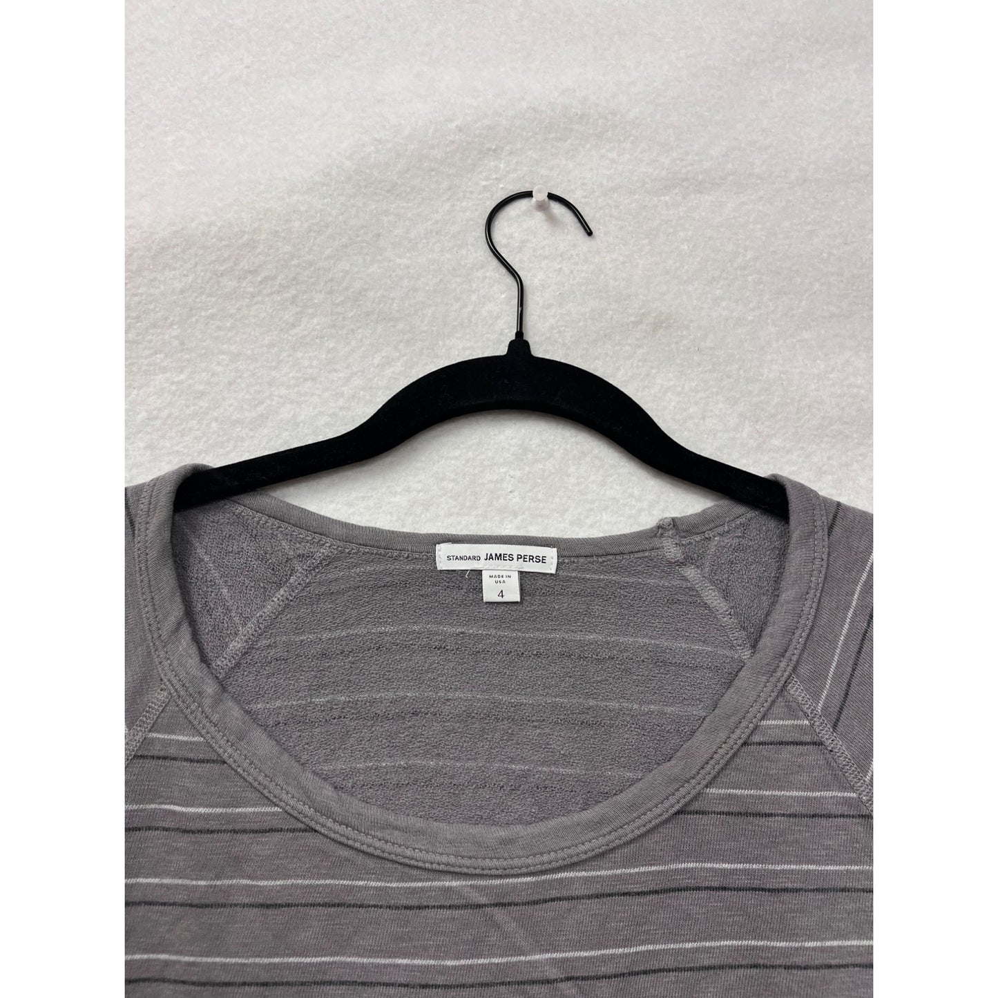 Vintage James Perse Womens Small Striped Gray Long Sleeve Lightweight Pullover Top #6748