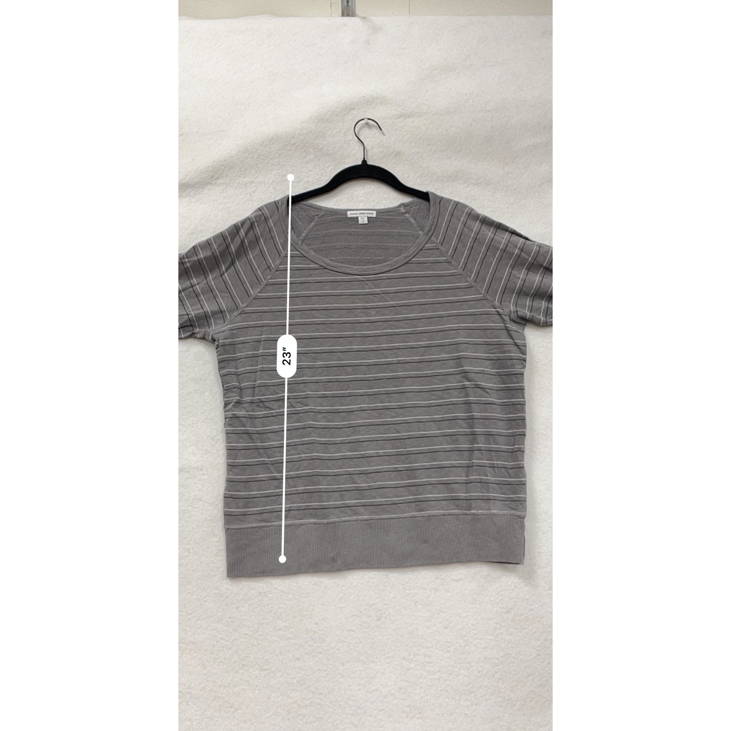 Vintage James Perse Womens Small Striped Gray Long Sleeve Lightweight Pullover Top #6748