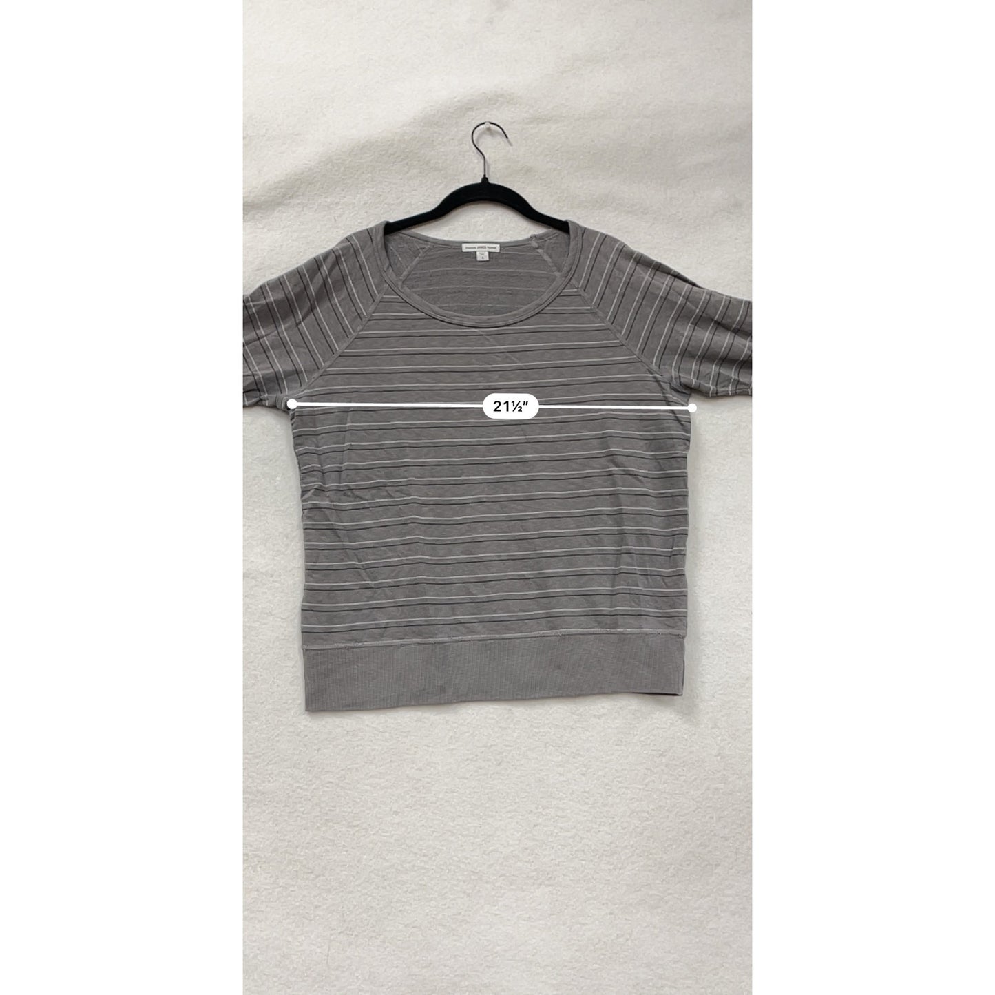 Vintage James Perse Womens Small Striped Gray Long Sleeve Lightweight Pullover Top #6748