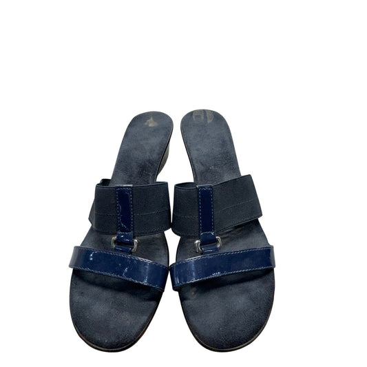 Black & Navy Wedge Sandals  - Made In Italy #9004