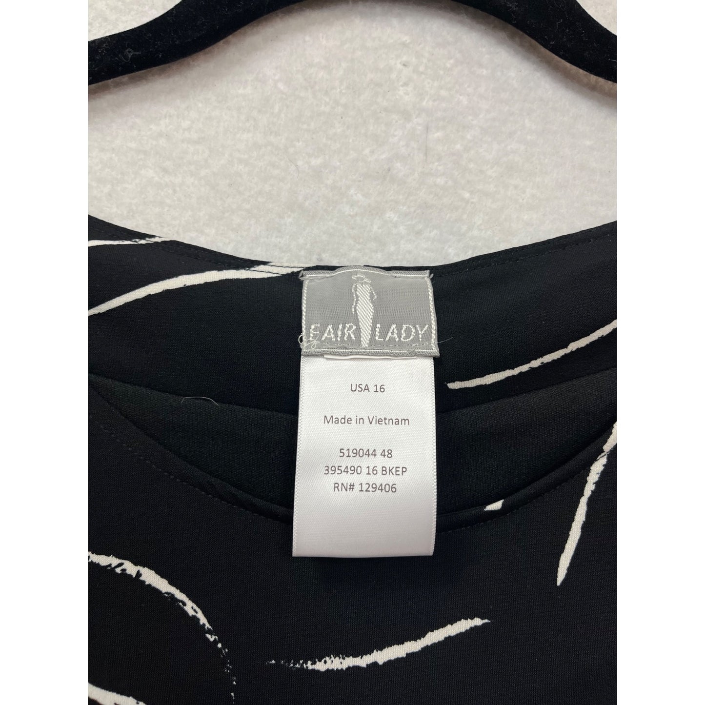 Fair Lady Black & White Abstract Print Dress 16 #143C