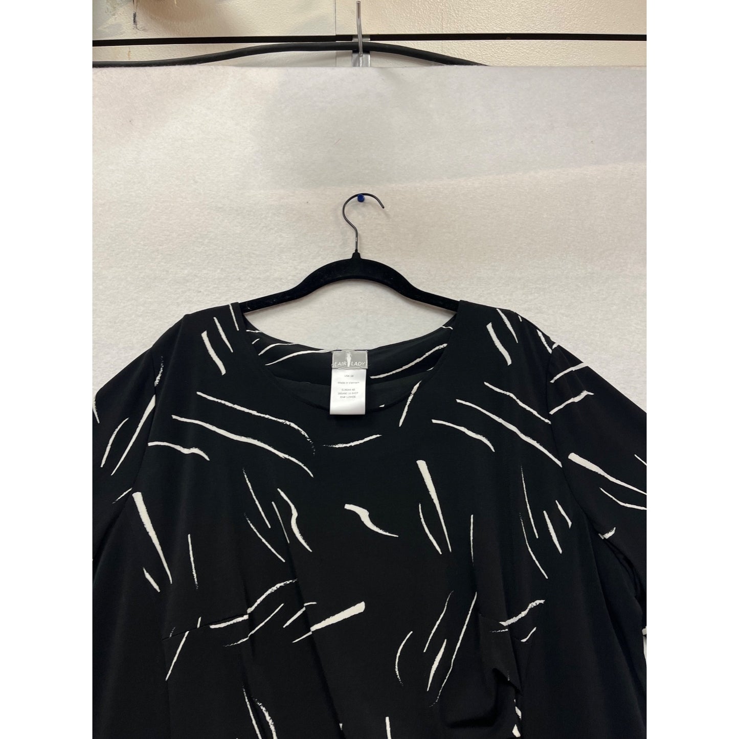 Fair Lady Black & White Abstract Print Dress 16 #143C