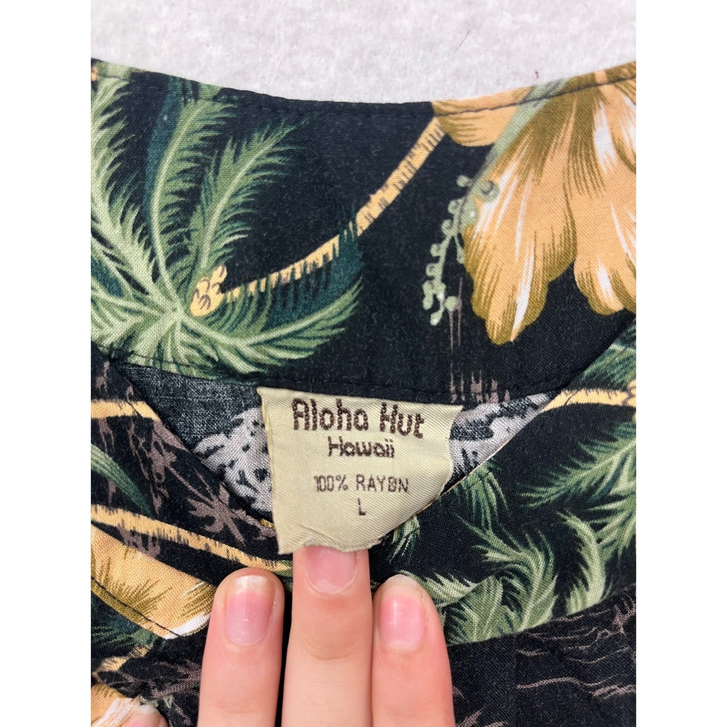 Vintage Aloha Hut Hawaiian Floral Sleeveless Top L #8836