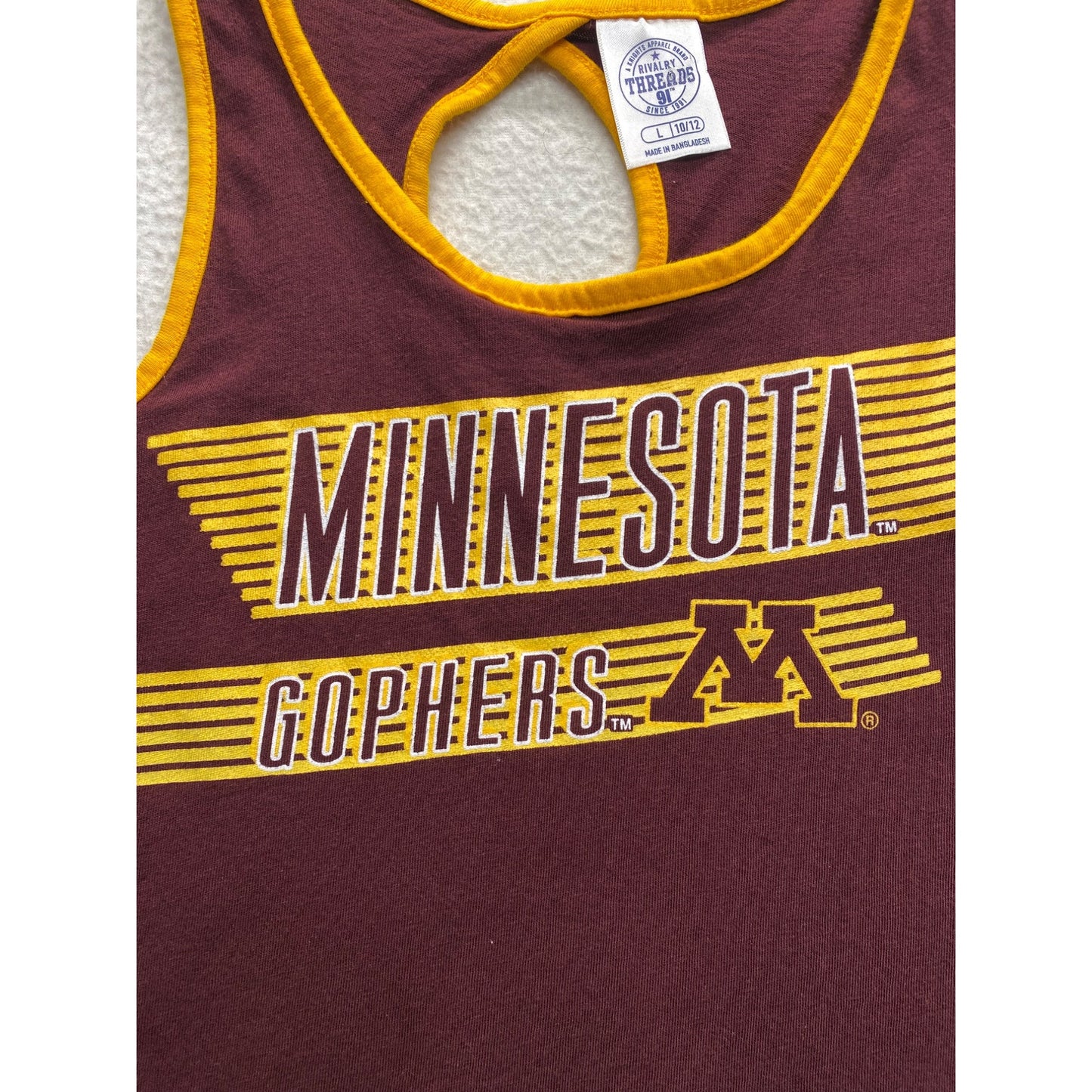 Minnesota Gophers Youth Tank Top Maroon & Gold Racerback #7182