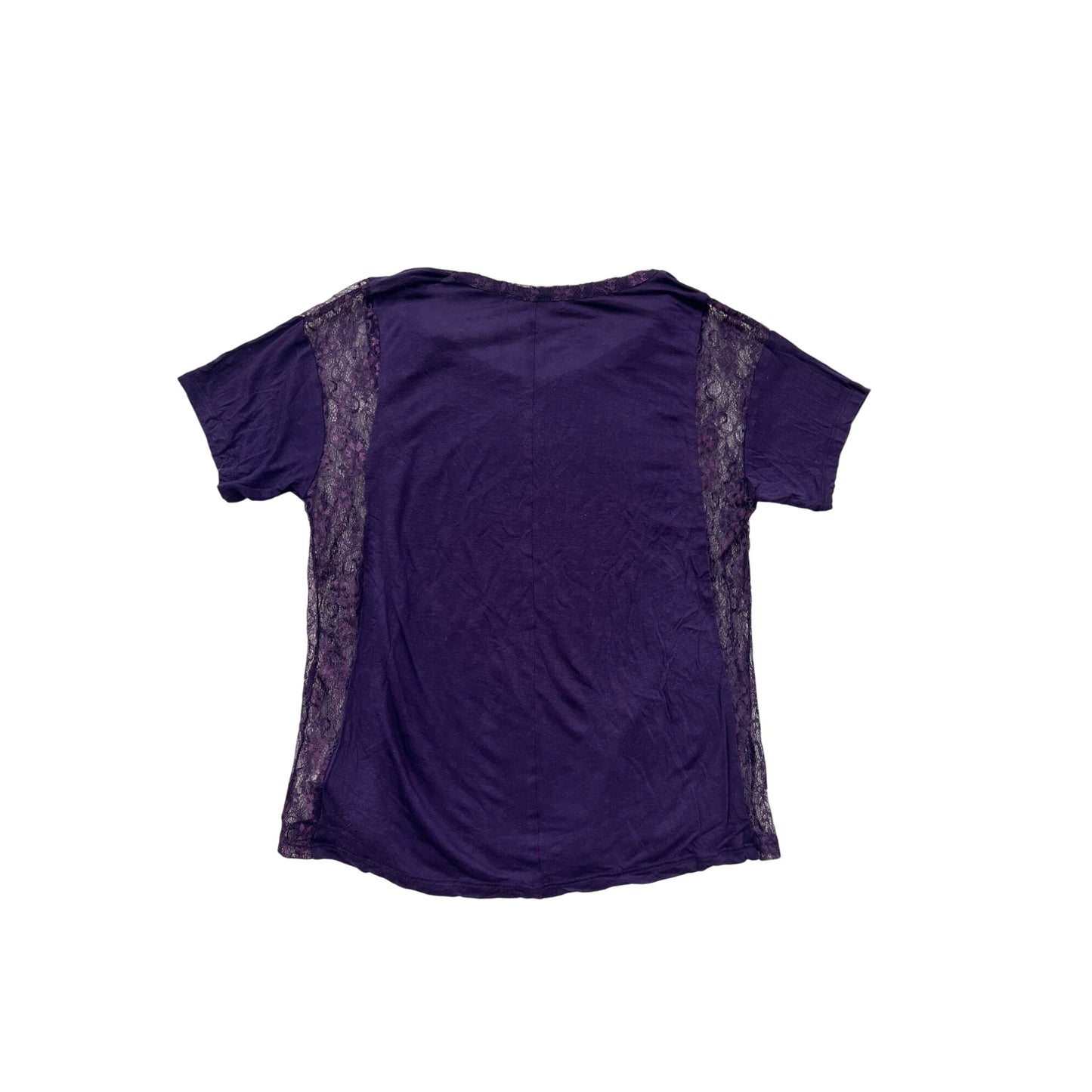 Chloe K Purple Lace Panel T-Shirt S #8501