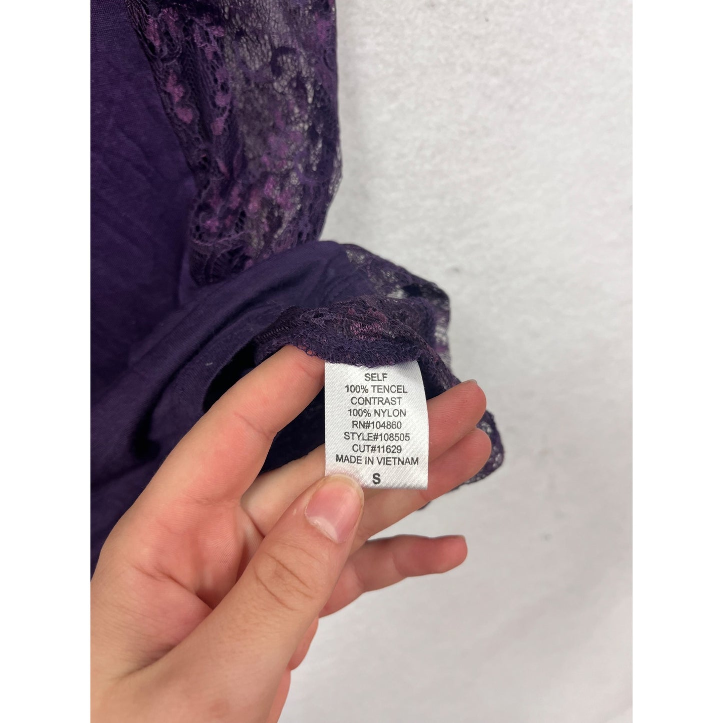 Chloe K Purple Lace Panel T-Shirt S #8501