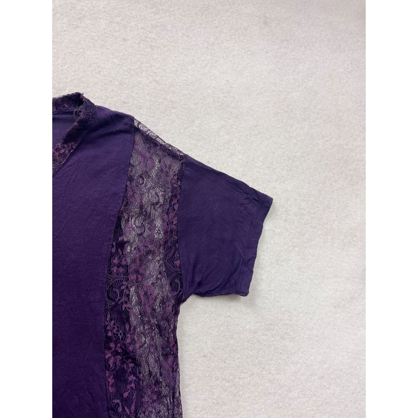 Chloe K Purple Lace Panel T-Shirt S #8501