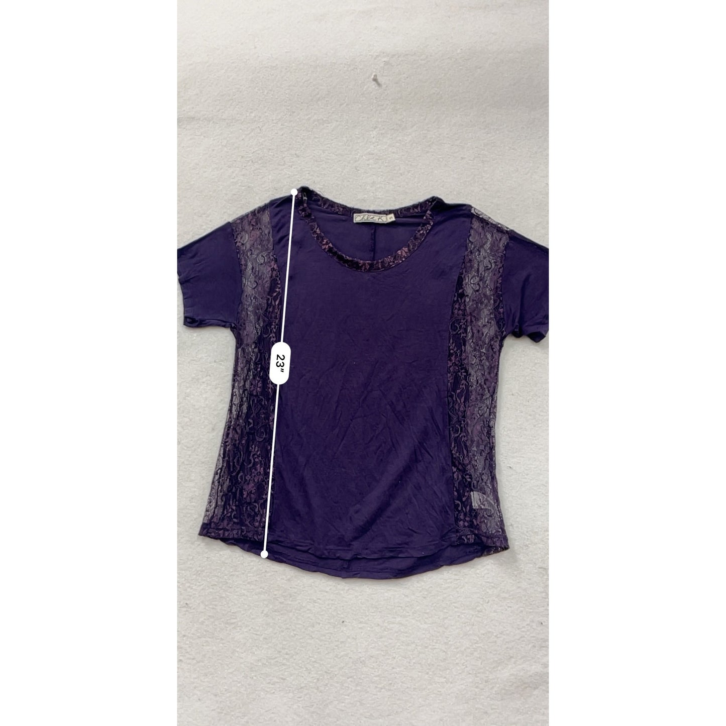 Chloe K Purple Lace Panel T-Shirt S #8501