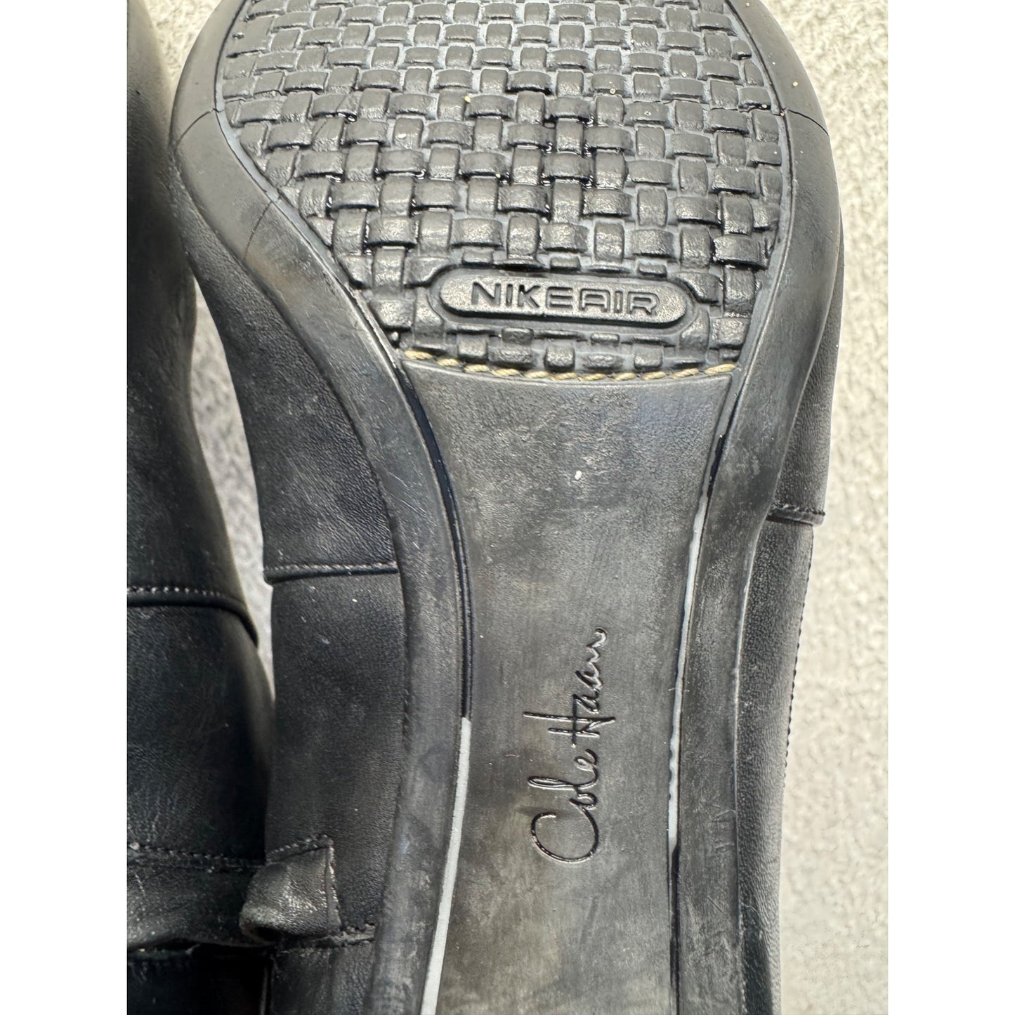 Cole Haan Black Leather Heeled Ankle Boots With Buckle & Side Zipper #345B