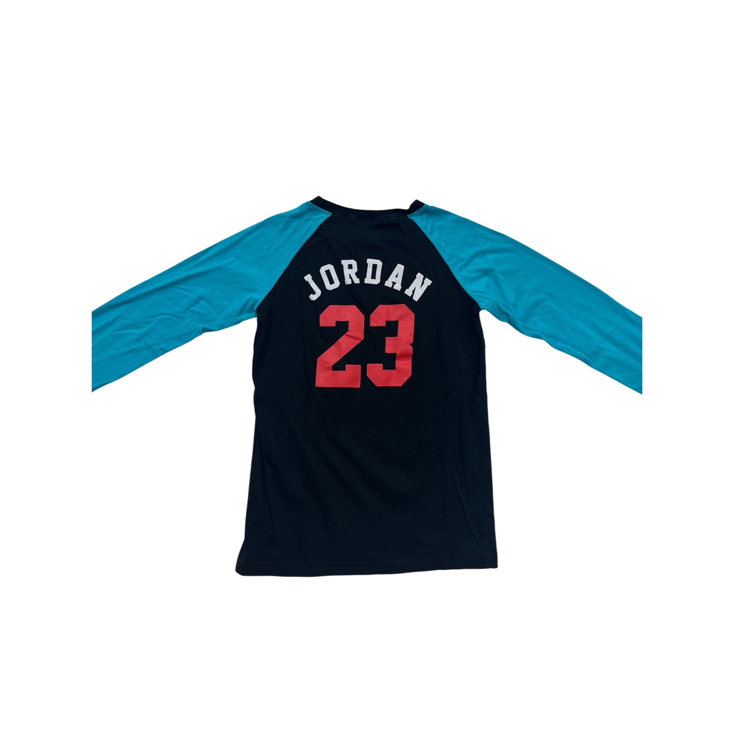Air Jordan Large Black & Teal Long Sleeve Raglan Shirt #604A