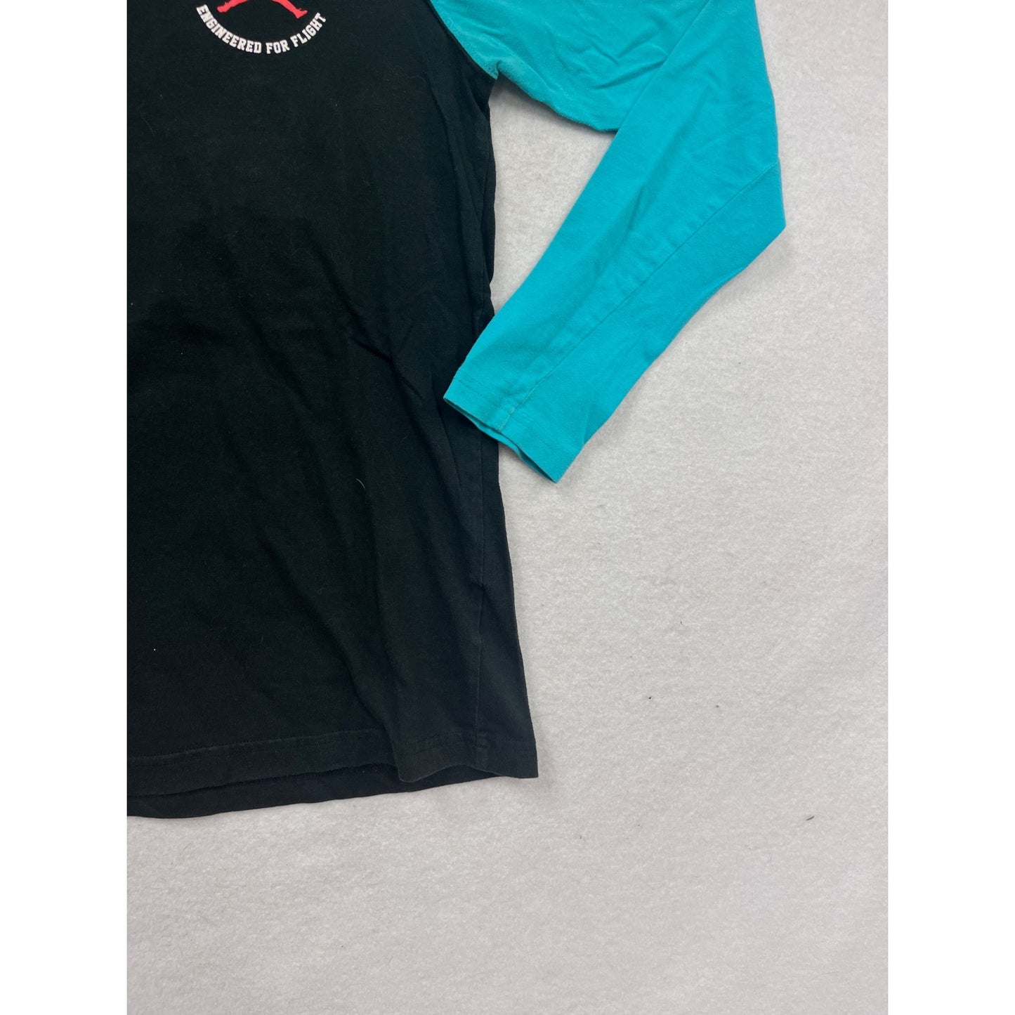 Air Jordan Large Black & Teal Long Sleeve Raglan Shirt #604A