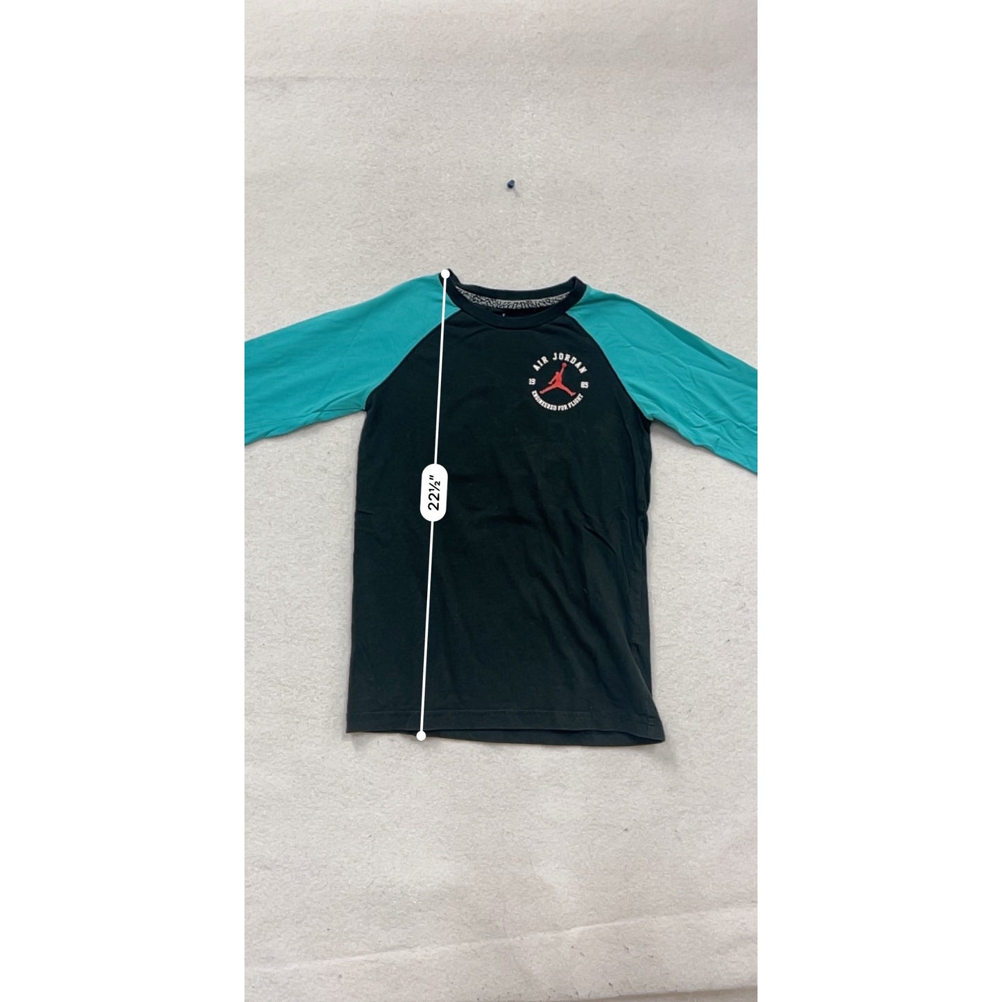 Air Jordan Large Black & Teal Long Sleeve Raglan Shirt #604A