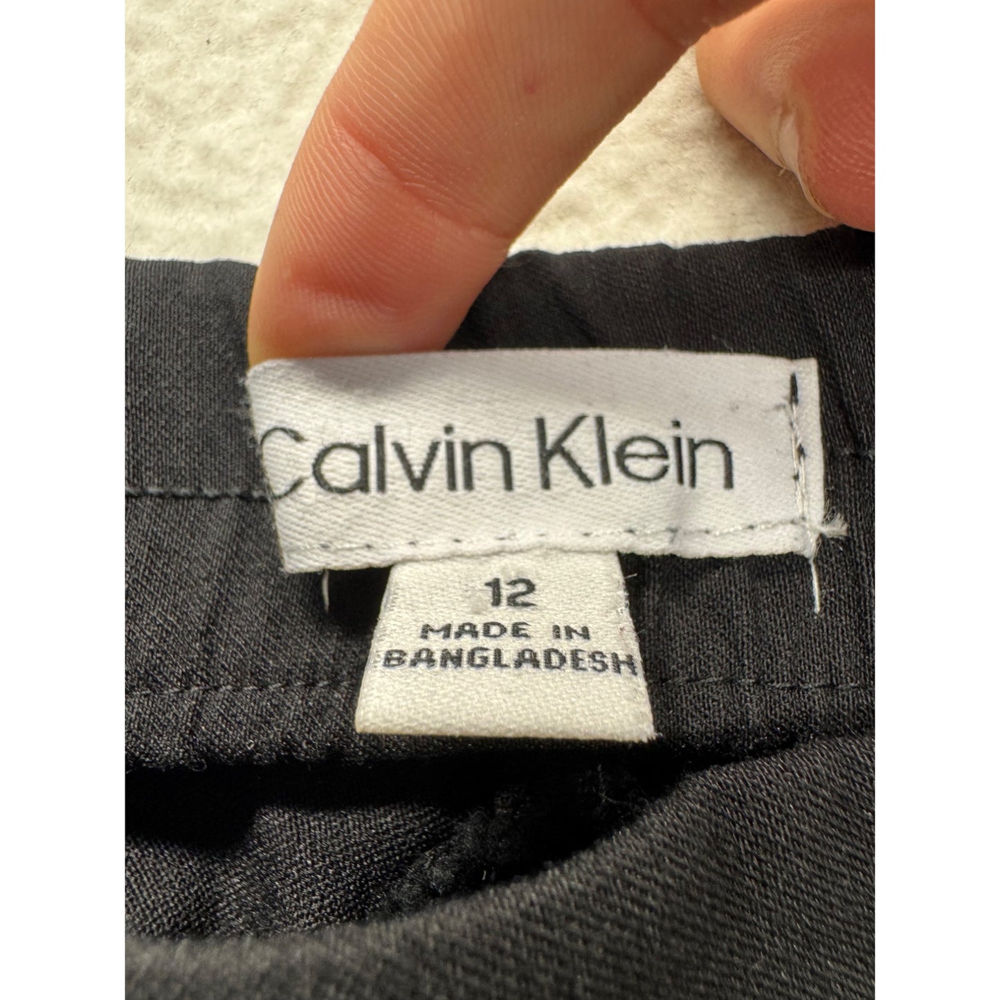 Calvin Klein Black Trousers Size 12 With Side Zipper & Pockets #166B