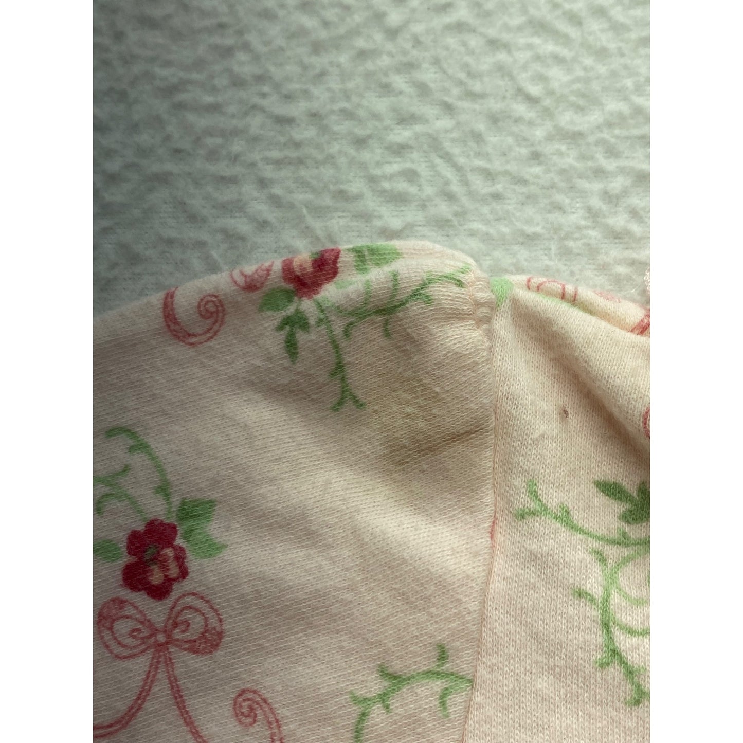 Laura Ashley Baby Floral Footed PJs 0-3M Ruffled Neck & Bows #7164