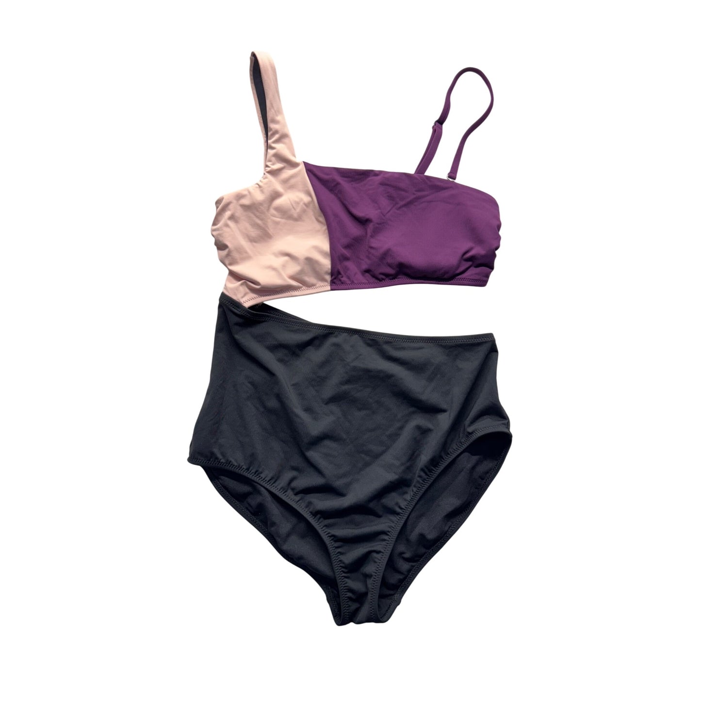Athleta Colorblock Cutout Swimsuit S Purple/Black #9311