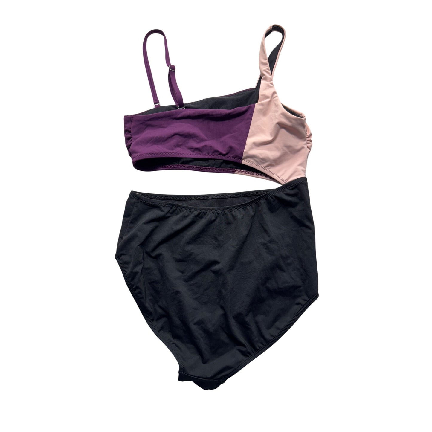 Athleta Colorblock Cutout Swimsuit S Purple/Black #9311