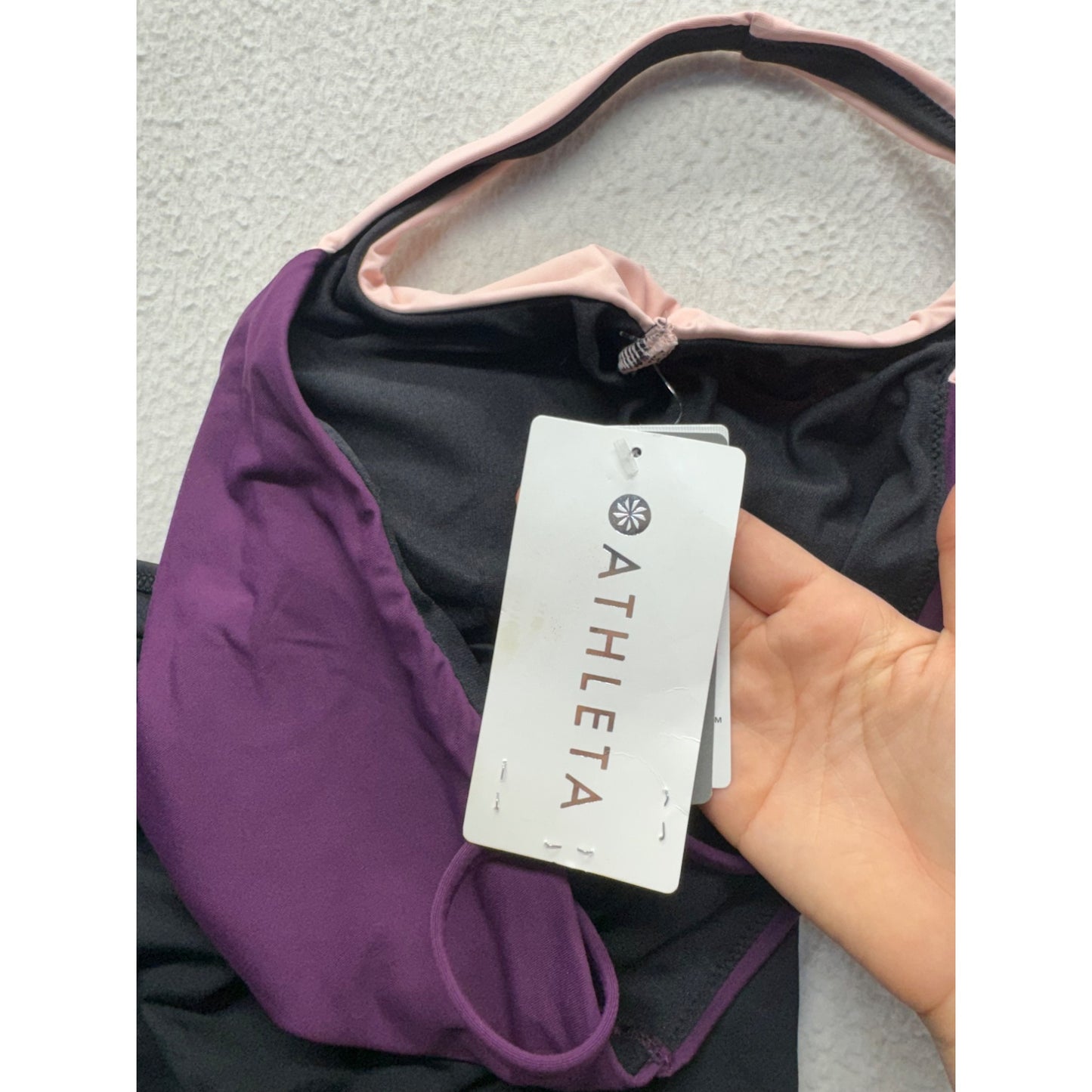 Athleta Colorblock Cutout Swimsuit S Purple/Black #9311
