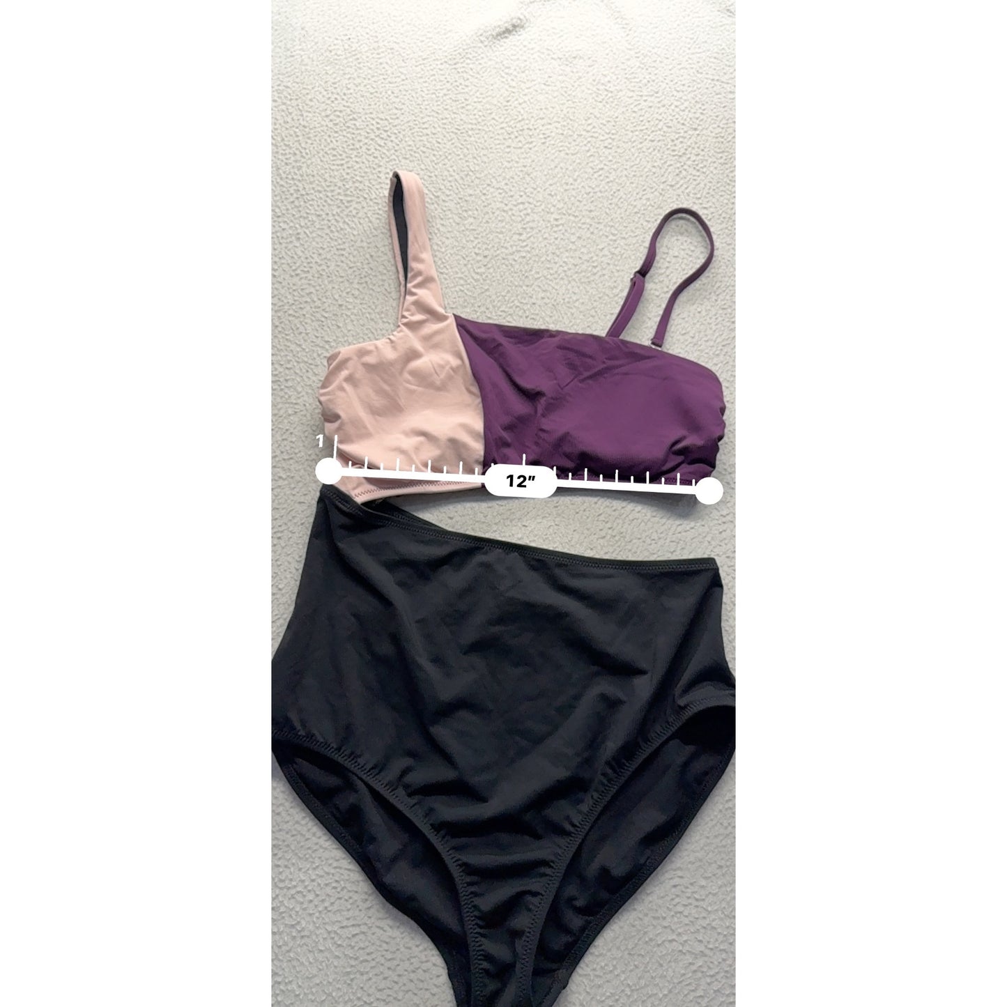 Athleta Colorblock Cutout Swimsuit S Purple/Black #9311