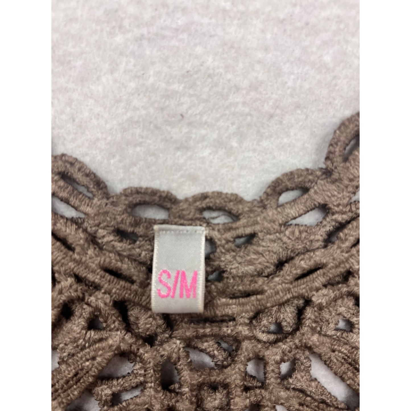 Crochet Fringe Embroidered Poncho Top S/M #538A