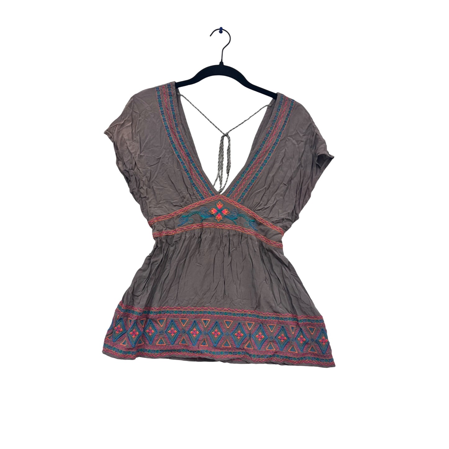 Flynn Tanara Embroidered V-Neck Top Small #665A