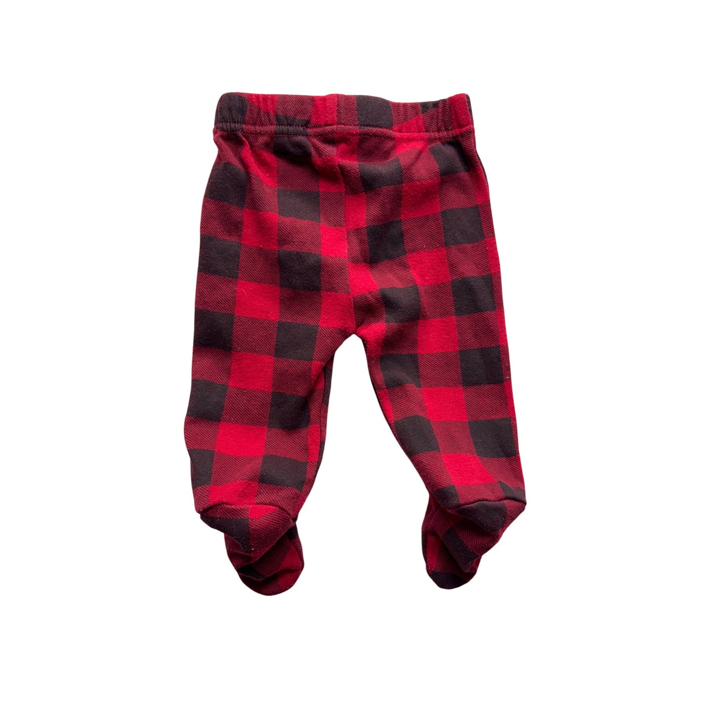 Buffalo Plaid Red & Black Footed Baby Pants By Mini Heroes NB #9207