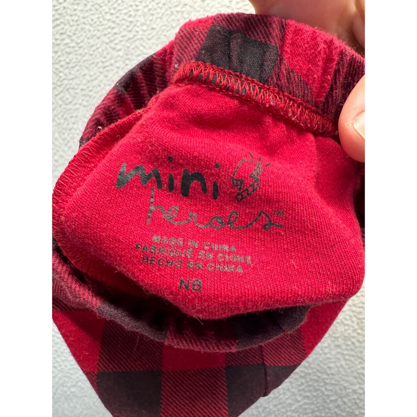 Buffalo Plaid Red & Black Footed Baby Pants By Mini Heroes NB #9207