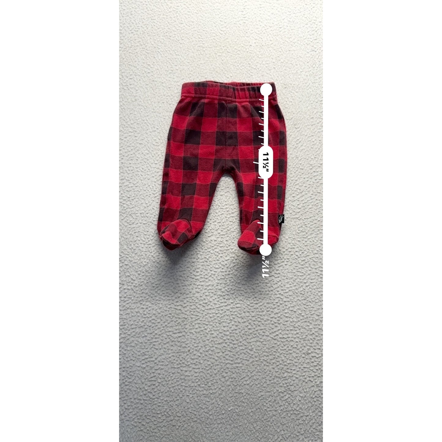 Buffalo Plaid Red & Black Footed Baby Pants By Mini Heroes NB #9207