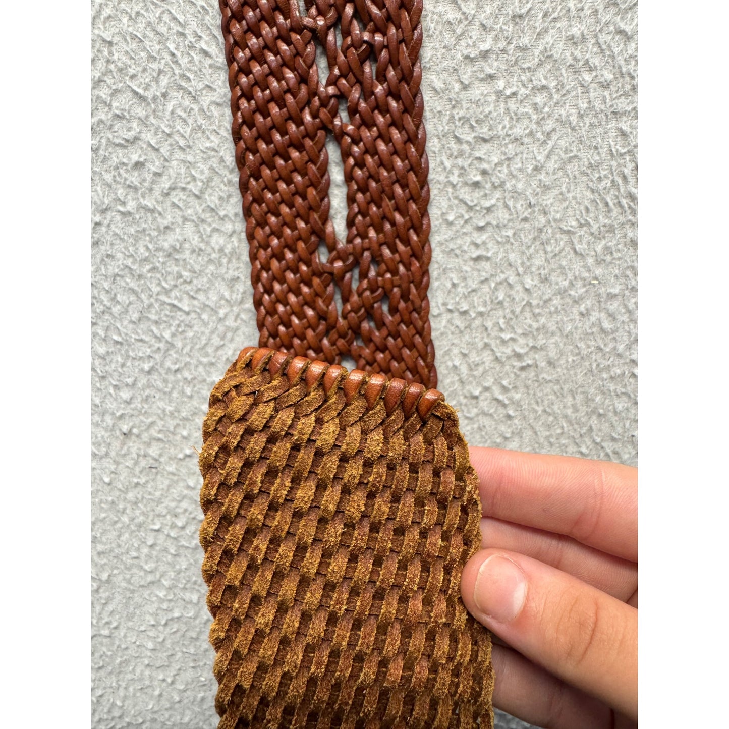 The Limited Genuine Italian Leather Braided Belt Brown Medium #9881