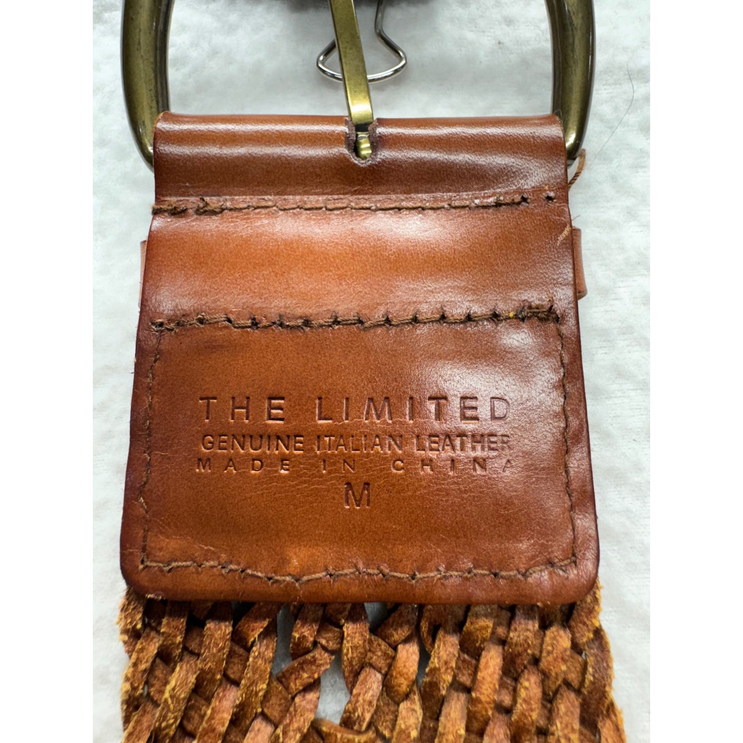 The Limited Genuine Italian Leather Braided Belt Brown Medium #9881