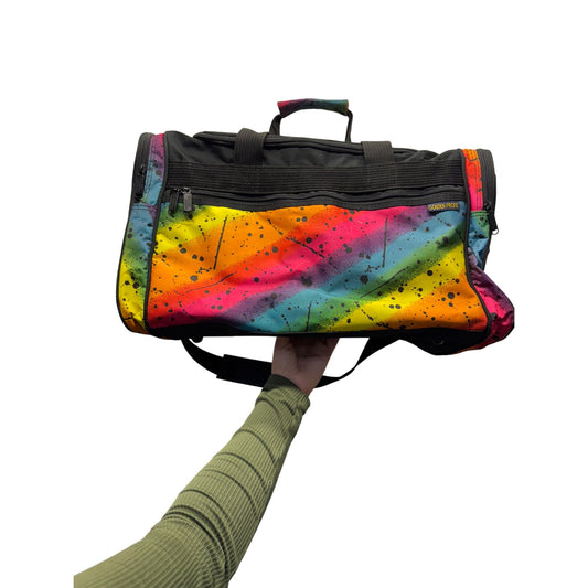 Golden Pacific Rainbow Splatter Duffel Bag Black Base & Adjustable Strap 108B