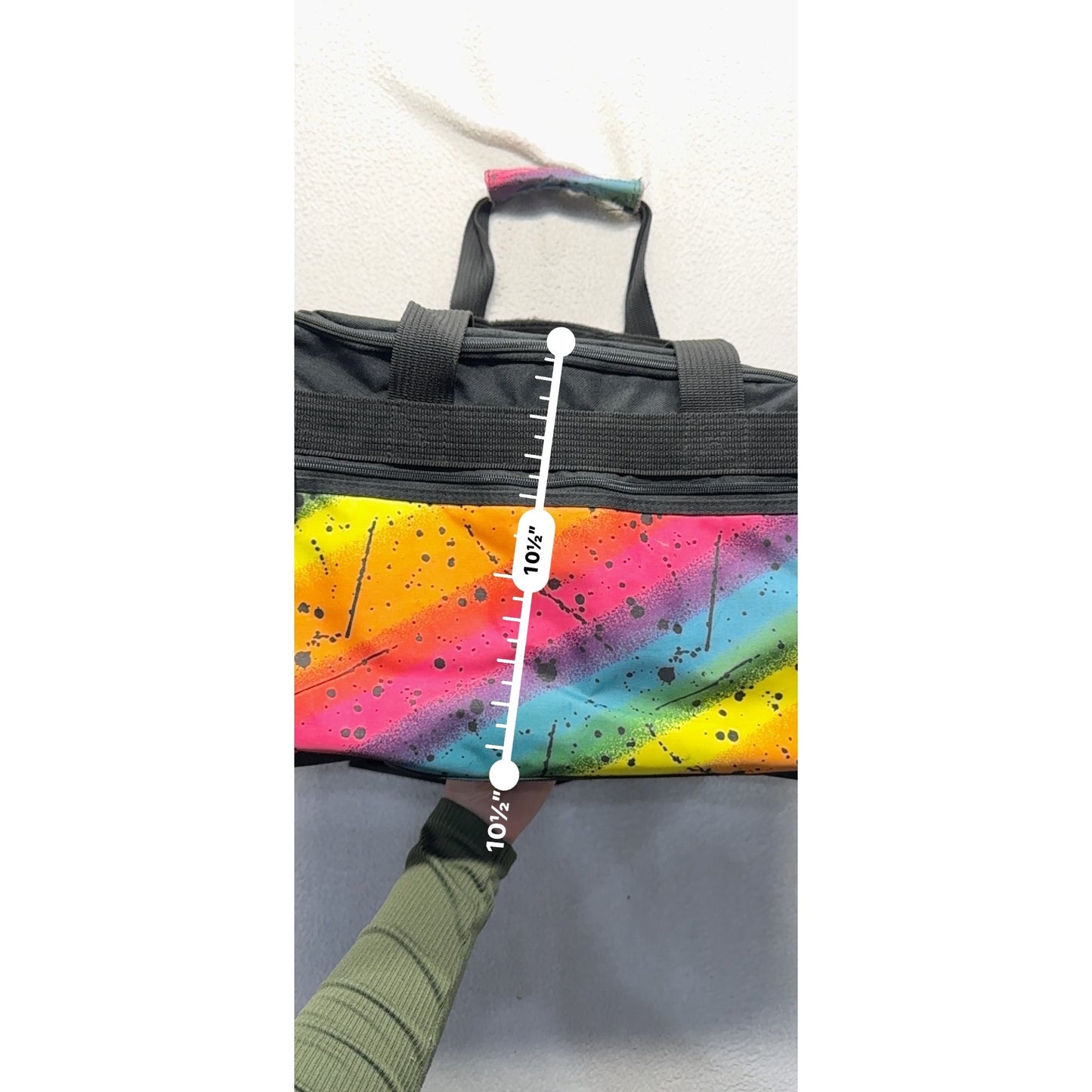 Golden Pacific Rainbow Splatter Duffel Bag Black Base & Adjustable Strap 108B