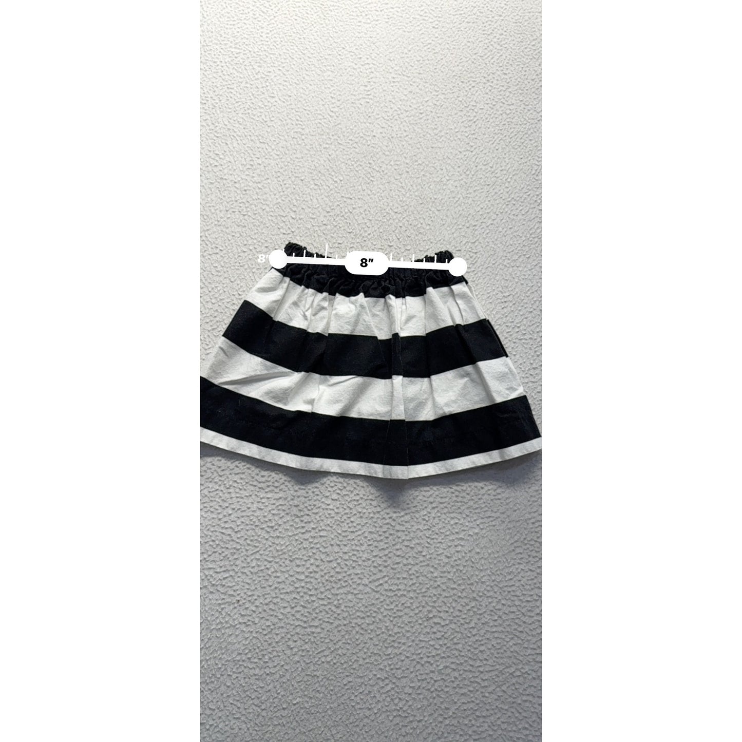 Black & White Striped Elastic Waist Skirt 100% Cotton Size 3T Willow Bee #9205