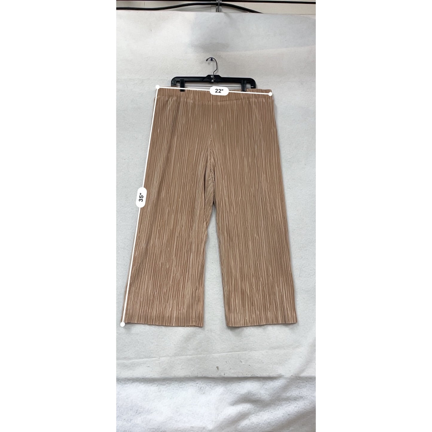 Anne Klein XL Beige Pleated Wide-Leg Pants #160C