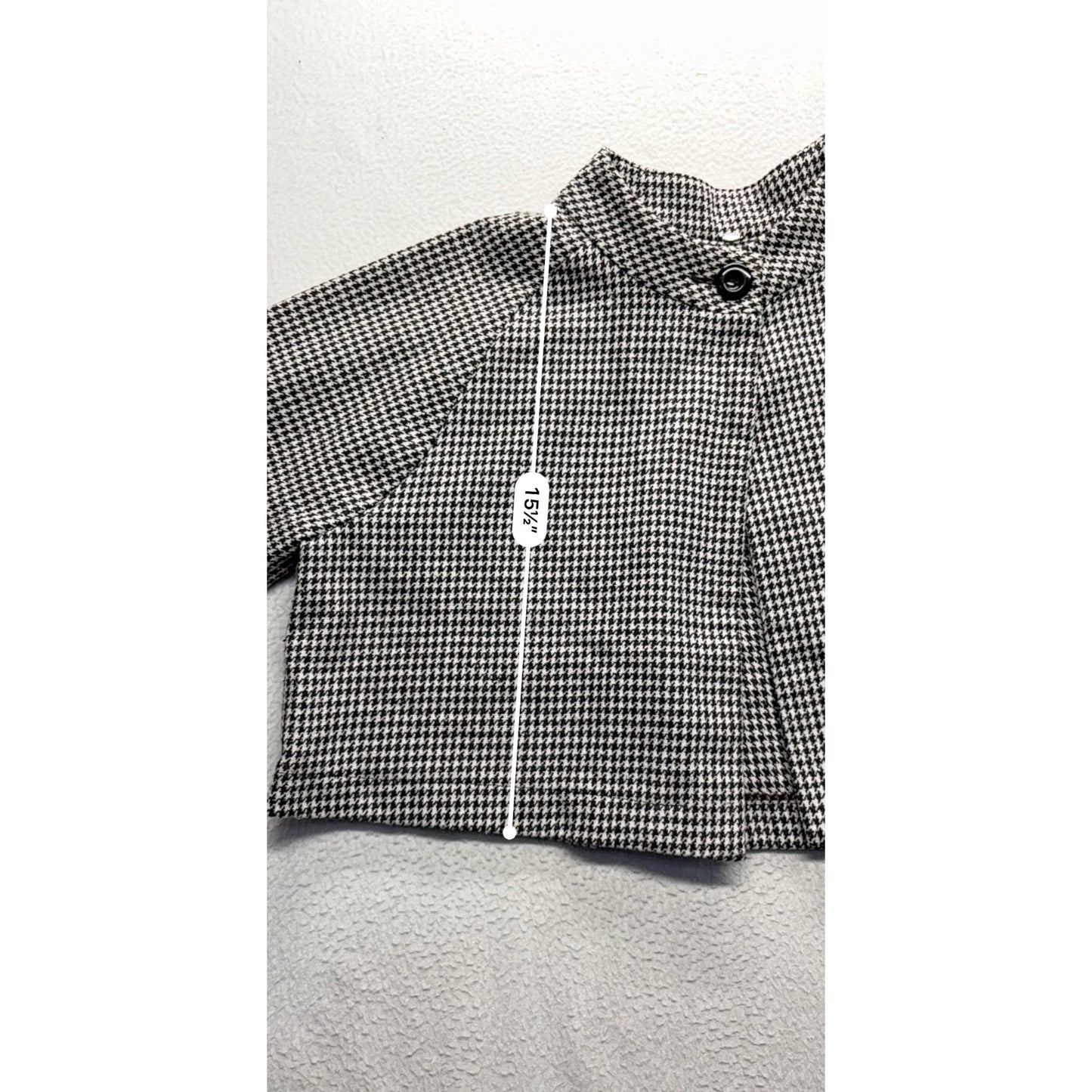 Houndstooth Cropped Jacket With Buttoned Collar Elizabeth Gillett NYC #7592