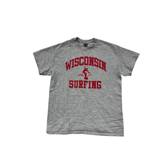 Wisconsin Surfing Gray T-Shirt M By Gildan #8370