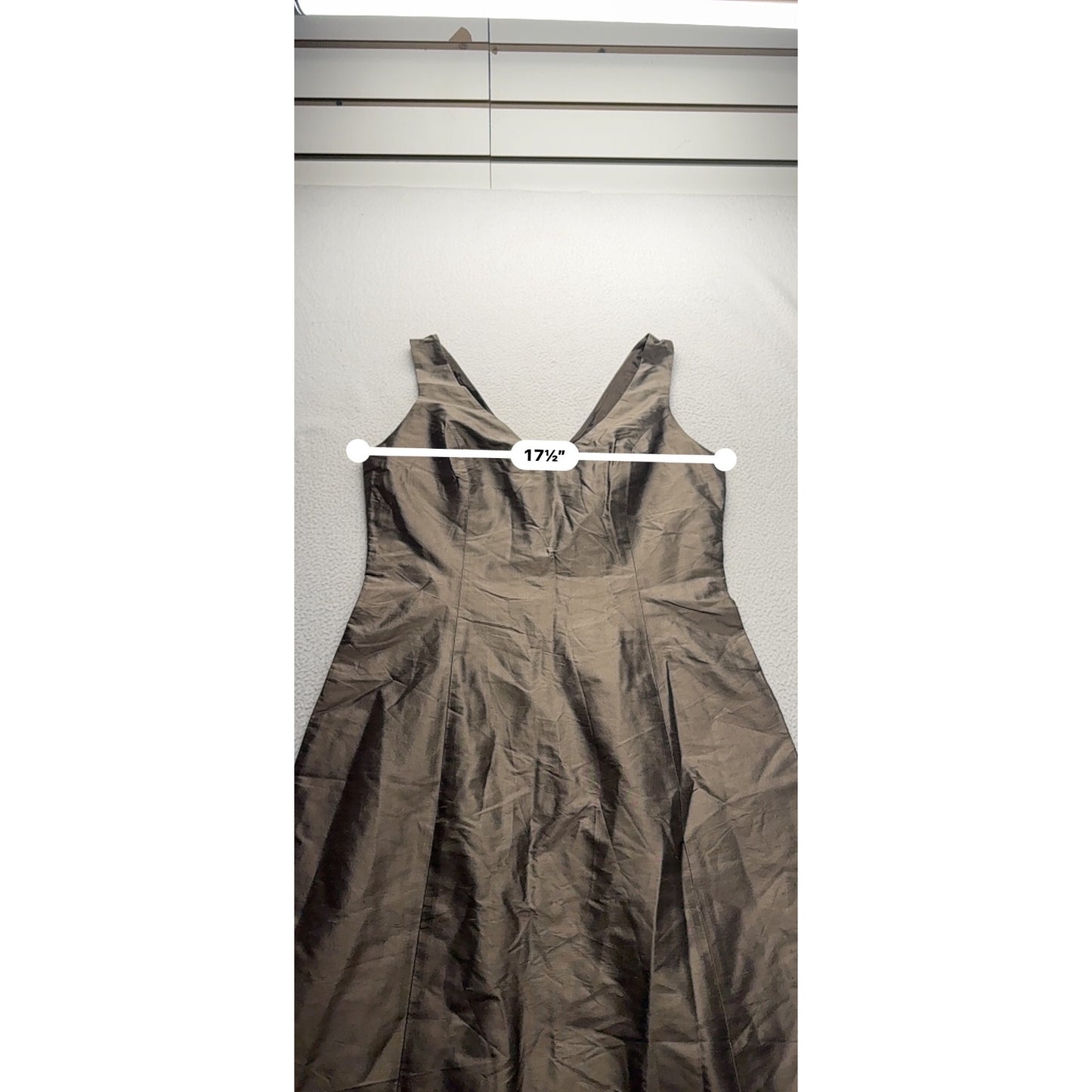 Simple Silhouettes Brown 100% Silk Sleeveless V-Neck A-Line Dress Sz 10 #7888