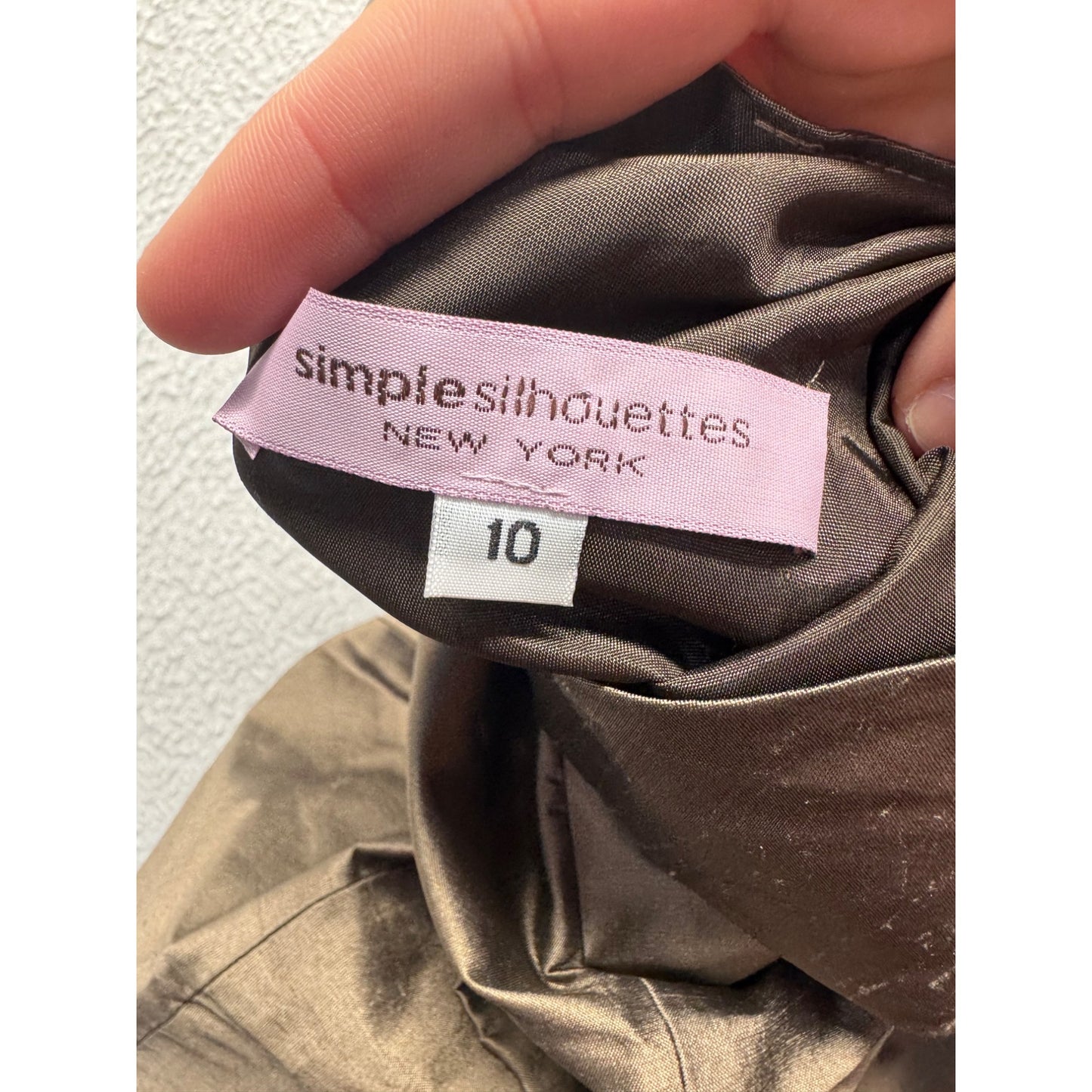 Simple Silhouettes Brown 100% Silk Sleeveless V-Neck A-Line Dress Sz 10 #7888