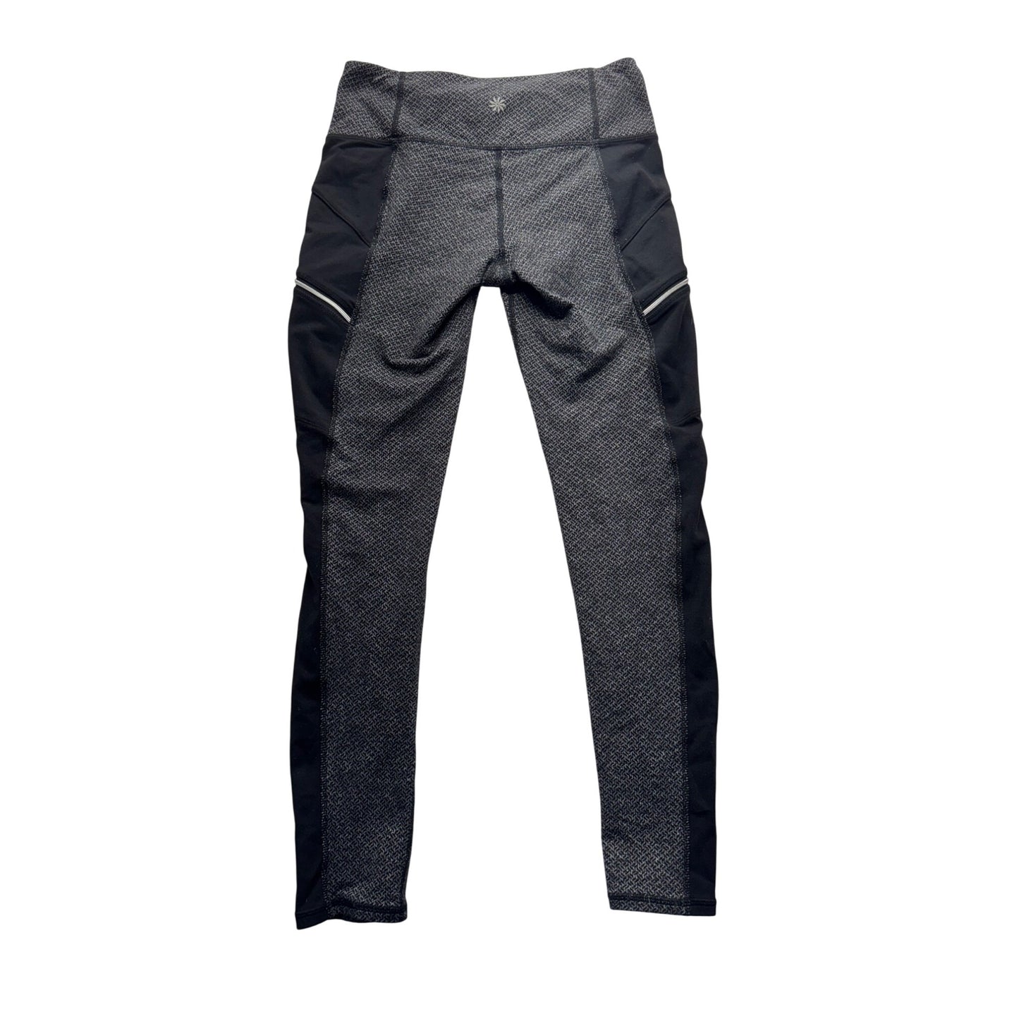 Athleta XS Black/Gray High-Waist Leggings W/Zip Pockets #9130