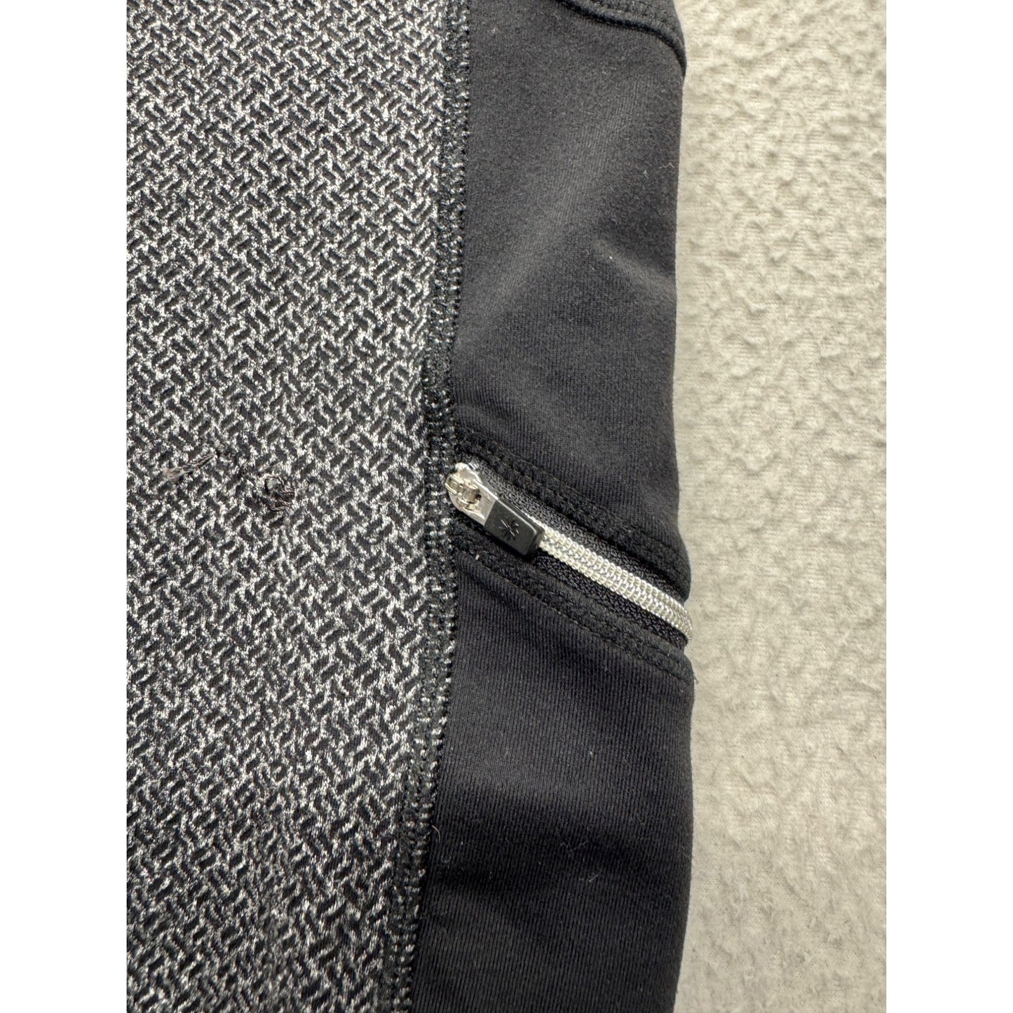 Athleta XS Black/Gray High-Waist Leggings W/Zip Pockets #9130