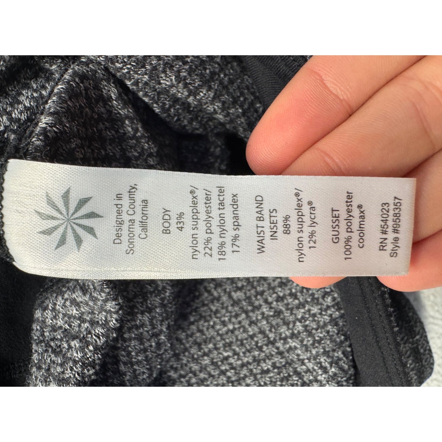 Athleta XS Black/Gray High-Waist Leggings W/Zip Pockets #9130