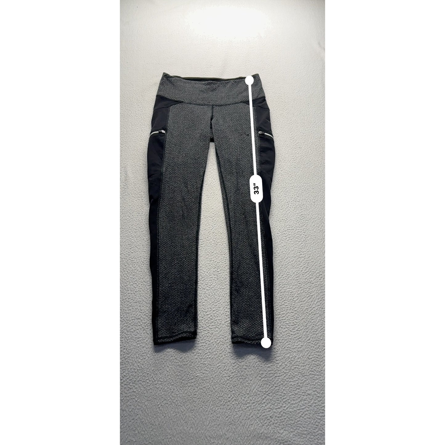 Athleta XS Black/Gray High-Waist Leggings W/Zip Pockets #9130