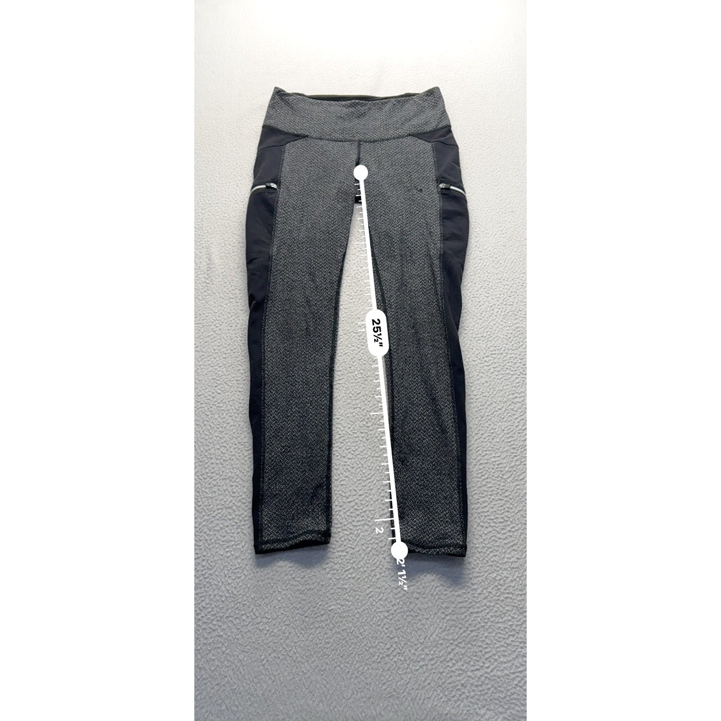 Athleta XS Black/Gray High-Waist Leggings W/Zip Pockets #9130
