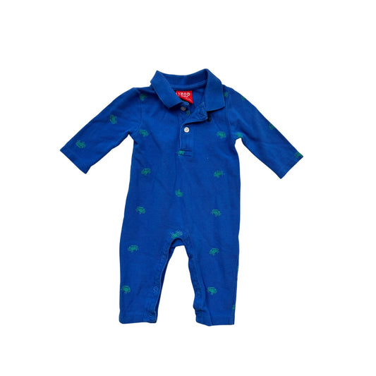 Izod Baby Boys Crab Print Blue Romper 3/6M #938A