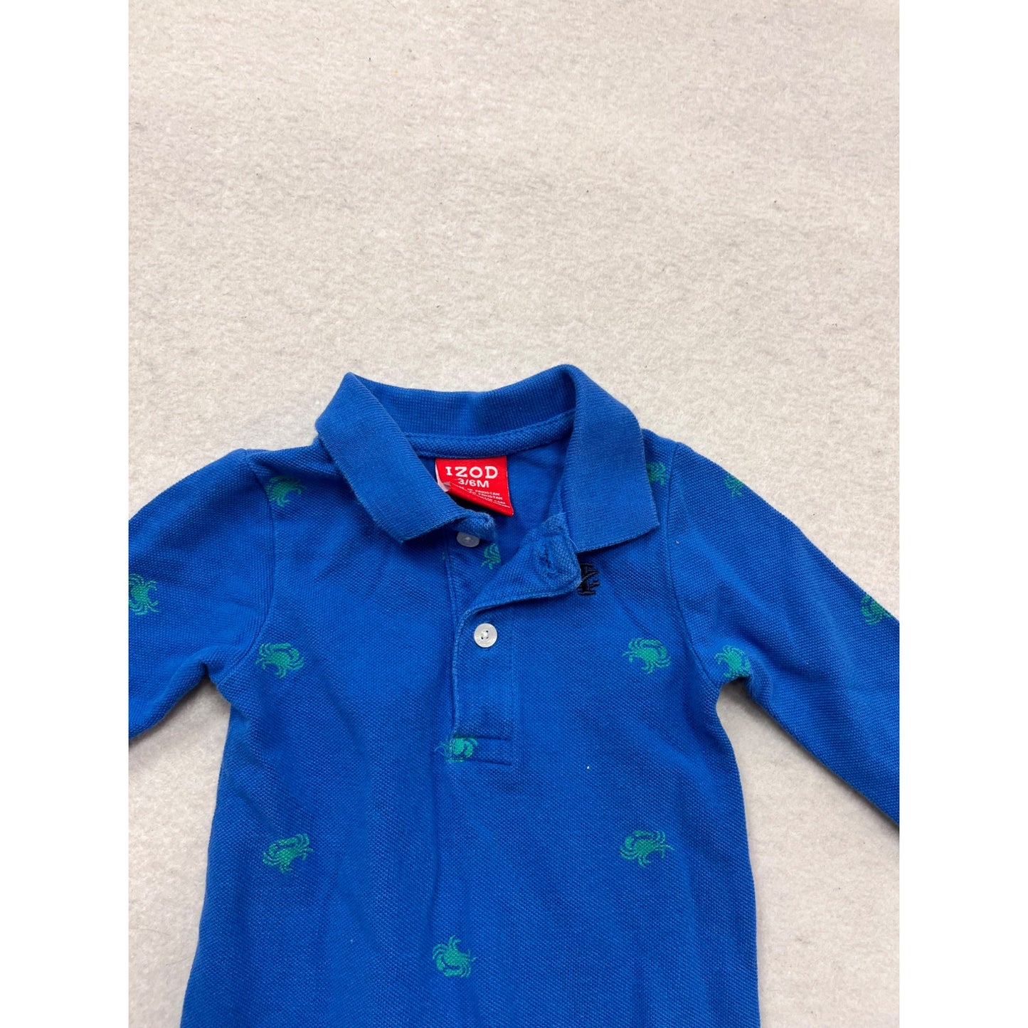 Izod Baby Boys Crab Print Blue Romper 3/6M #938A