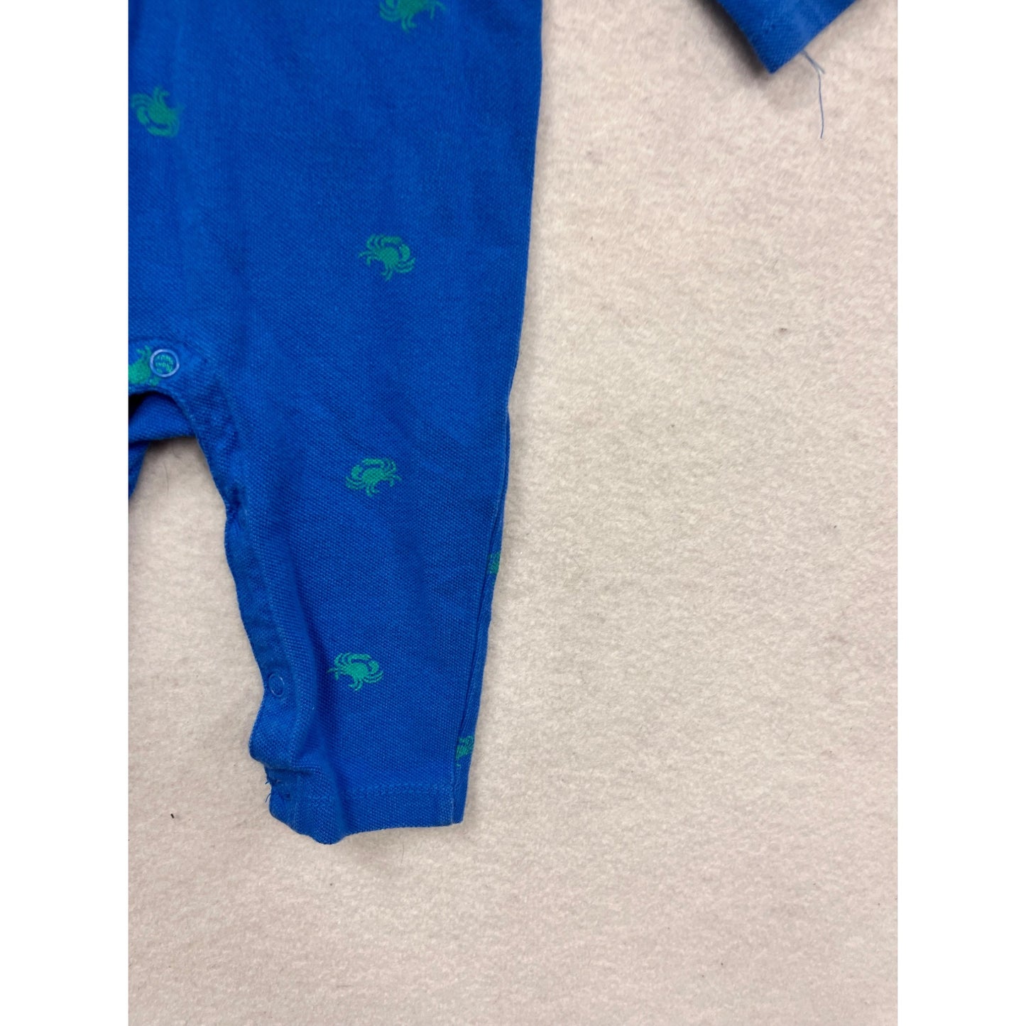 Izod Baby Boys Crab Print Blue Romper 3/6M #938A